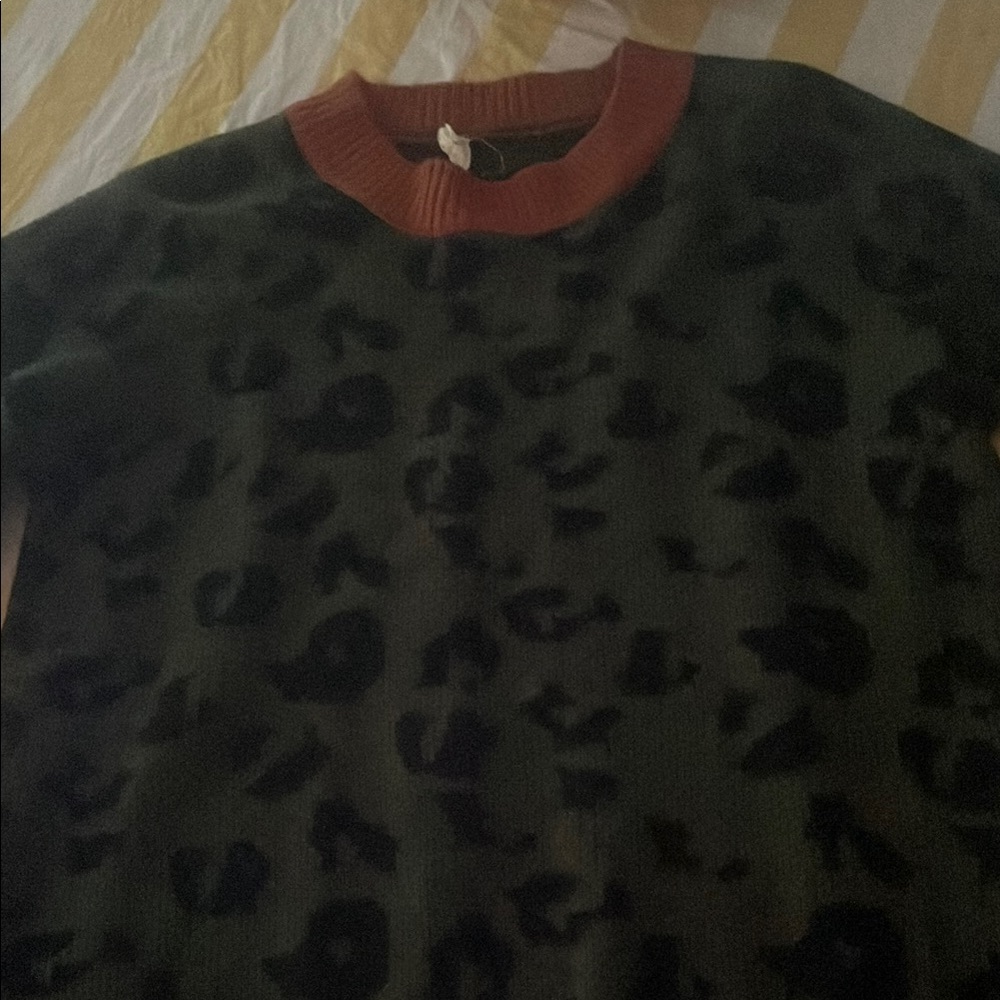 Green Leopard Print Sweater